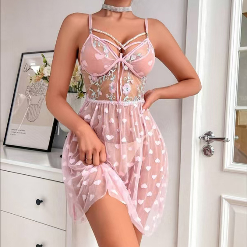 Velvet Mesh Nightdress 8133